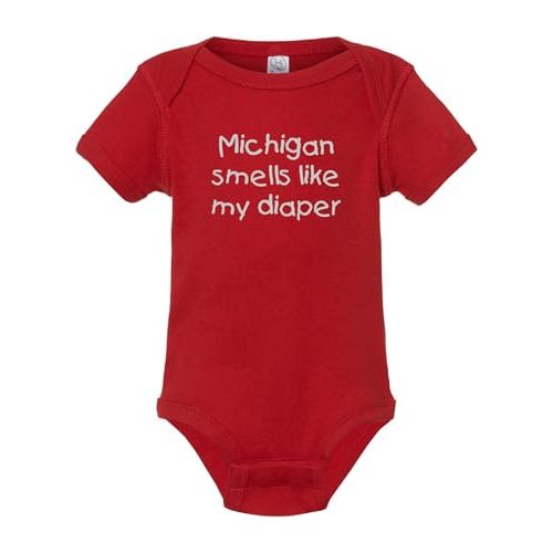 Campus Originals Ohio State Buckeyes Baby Infant Shower Birthday Gift Michigan Smells Like My Diaper Funny Bodysuit