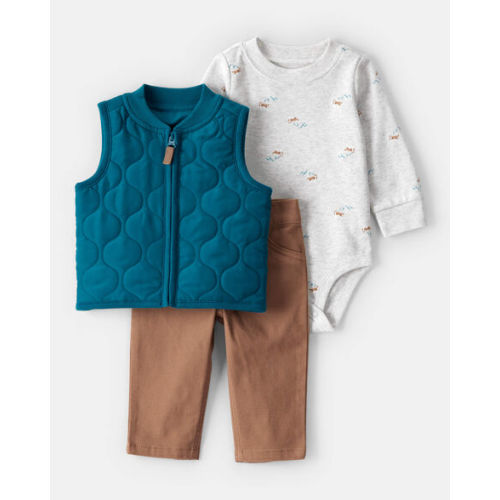 Baby Boy 3-Piece Quilted Vest Outfit Set - Carter's | Carter's