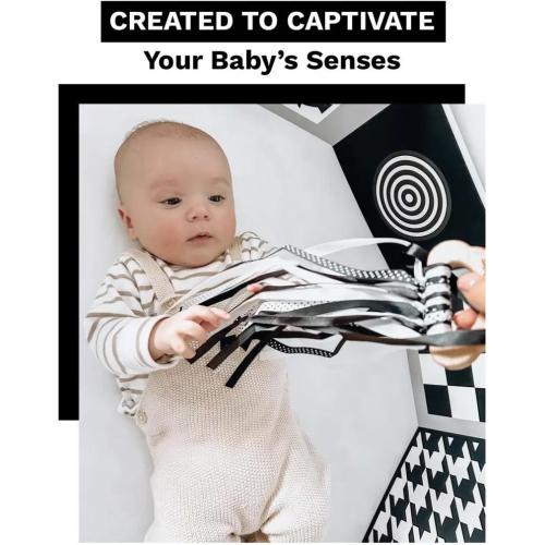 SENSORY TOYS For Baby Development, Black And White Ribbon With Bunny Ears, Montessori Newborn Gift Set, Infant Sensory Board Babies Play