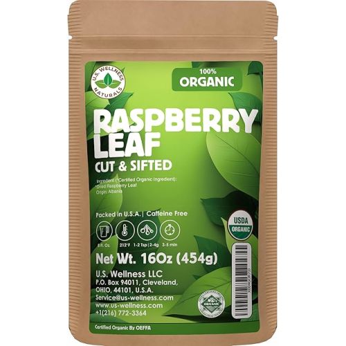 Raspberry Leaf Tea - 16Oz (REAL WILD HARVEST) | 100% USDA Certified ORGANIC | Loose Leaf (Rubus idaeus aka Wild Raspberry Leaves) Cut & Sifted