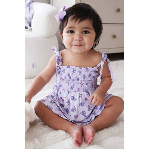 Smocked Twirl Bodysuit | Ribbon & Roses Purple