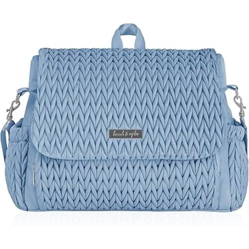 Hannah & Sophia Belle Convertible Baby Diaper Backpack & Bag in Moonmist Blue, Large Size, Dual Sided Water Resistant Changing Mat Included, Detachable Shoulder Straps, Easy To Use