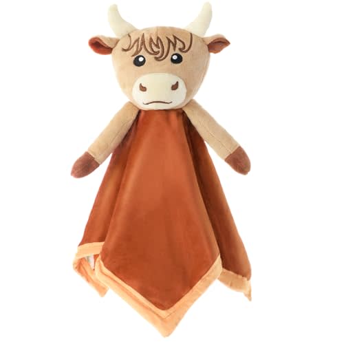 Loveys for Babies Cute Highland Cow Baby Security Blanket Girl Nursery Gift | Soft Baby Lovey Newborn Infant Toddler Snuggle Toy Stuffed Animal Cow Baby Shower Birthday