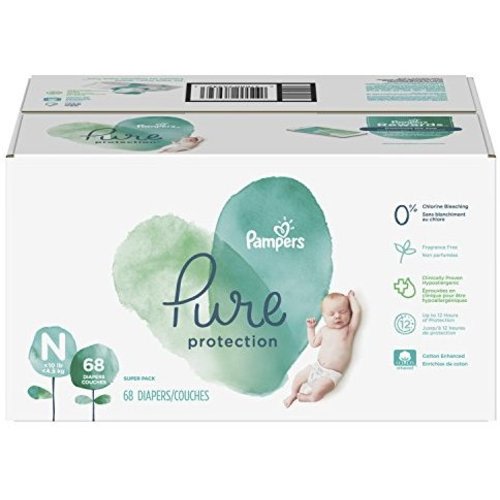 Pampers Pure Protection Newborn Disposable Diapers, Size N (< 10 lb), 68 Count