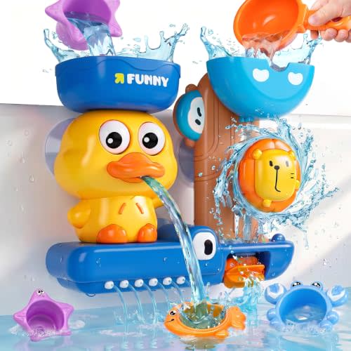 Bath Toys for Kids Ages 1-3, Water Toys for 1 2 3 Year Old Boy Gifts, Duck Bathtub Toys for Toddlers 2-4, Baby Bath Toys Shower Set, 5 PCS