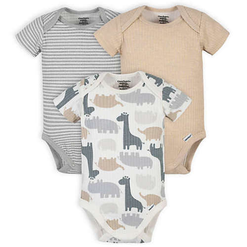 Gerber® Onesies® Size 0-3M 3-Pack Organic Cotton Jungle Short Sleeve Bodysuits in Grey Gerber® Onesies® Size 0-3M 3-Pack Organic Cotton Jungle Short Sleeve Bodysuits in Grey