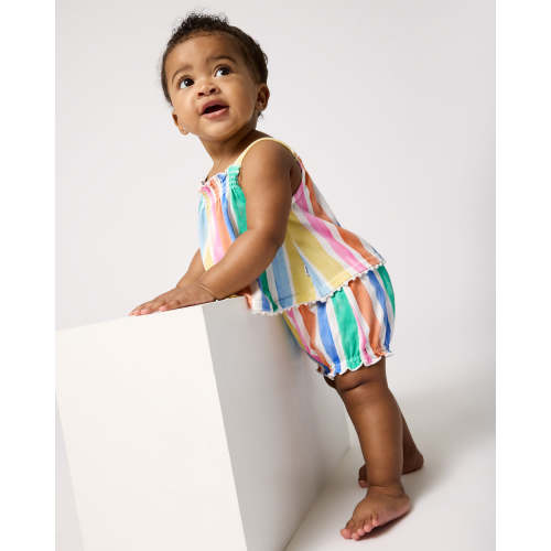 Rainbow Ribbon Smocked Top with Bloomer