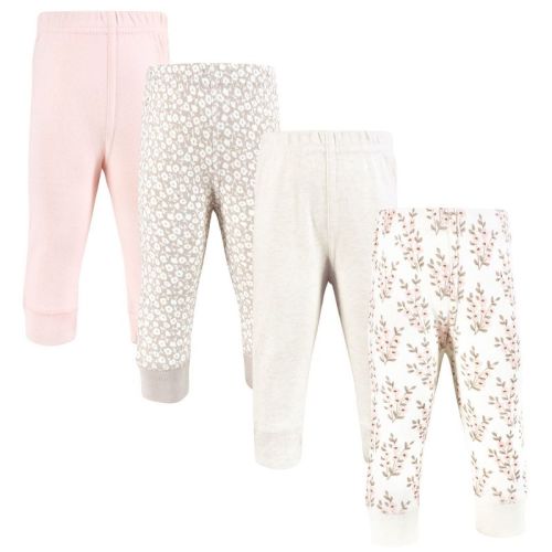 Hudson Baby Girls Cotton Pants and Leggings, Pink Taupe Florals, 0-3 Months