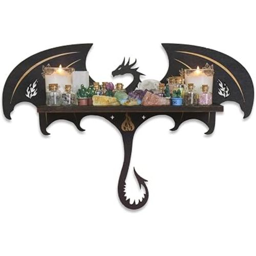 Dragon Shelf, Gothic Wall Decor, Crystal Shelf Display, Fantasy Decor Gift