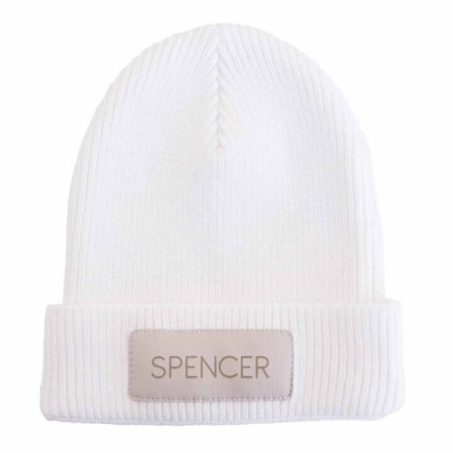 Personalized Leather Patch Beanie | All Colors