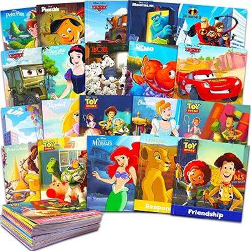 Disney Story Books Collection Set for Toddlers, Kids 3-5 - Bundle of 20 Disney and Pixar Books for Boys, Girls Featuring Cars, Toy Story, Princess, More | Bulk Disney Board Books for Kids