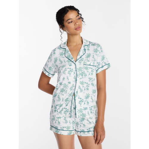 Joyspun Women's Dreamy Soft Collection Notch Collar Top and Shorts Pajama Set, 2-Piece, Sizes XS-3X