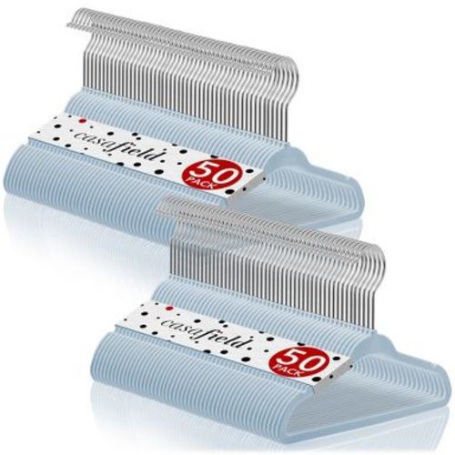 Casafield 11" Velvet Baby Hangers for Infant & Toddler Clothes, Light Blue - Set of 100