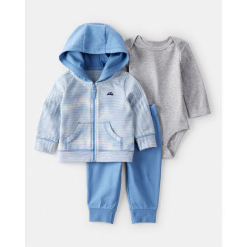 Baby Boy 3-Piece Car Striped Outfit Set - Blue/Grey | Carter's