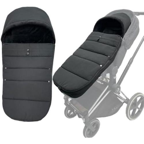Stroller Warm Footmuff Compatible with Cybex Priam & Cybex Mios & Cybex Balios, Stroller Repellent Winter Bunting Bag - Soft Lining and Splashproof Surface - Machine Washable (Black)