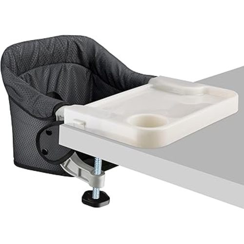 Hook On Chair with Removable Dining Tray, Portable Table High Chair, Folding Compact Baby Seat with Storage Bag for Indoor/Outdoor(Black)