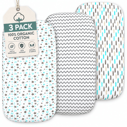 3-Pack Baby Bassinet Sheet Set - Ultra-Soft Jersey Cotton - Fits Oval, Hourglass & Rectangle Mattresses