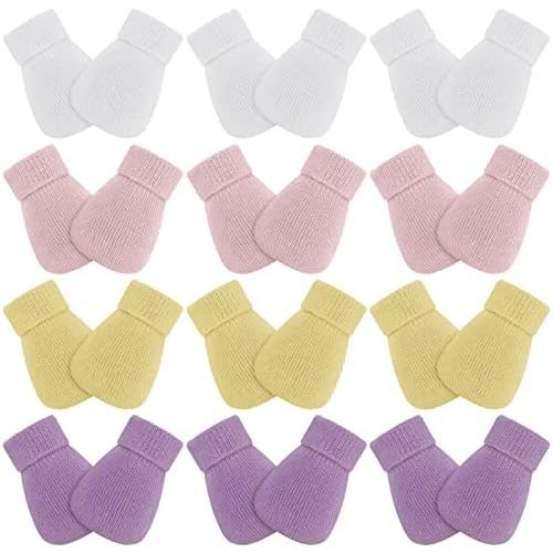 12 Pairs Baby Preemie Mittens Preemie Gloves No Scratch Baby Mittens Newborn Cotton Gloves for Premature Newborn Girls Boys