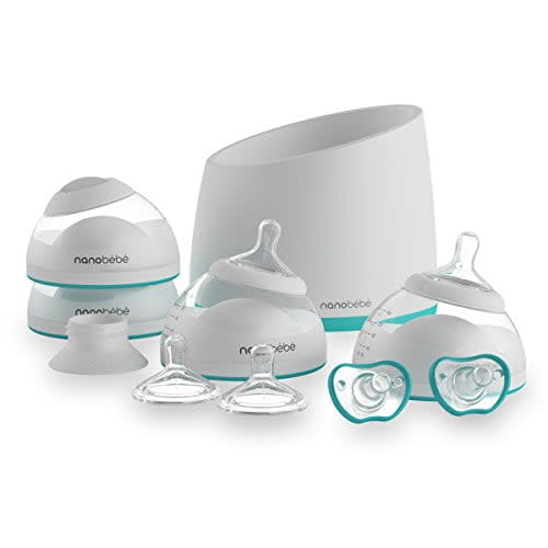 Nanobebe Baby Dishwasher-Safe Feeding Starter Kit, BPA-Free, Includes Four 5 Ounce Bottles, Teal