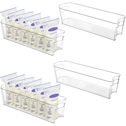 Vtopmart 4Pcs Clear Breastmilk Storage Bags Container in Freezer Fridge