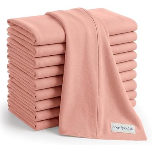 Comfy Cubs Baby Burp Cloths Set (Pack of 10) - Large, 6-Layer, Ultra Absorbent 100% Cotton for Infant Spit-Up, Drool, and Messes - Soft, Gentle, Thoughtful New Born Baby Gifts, Bold Blush