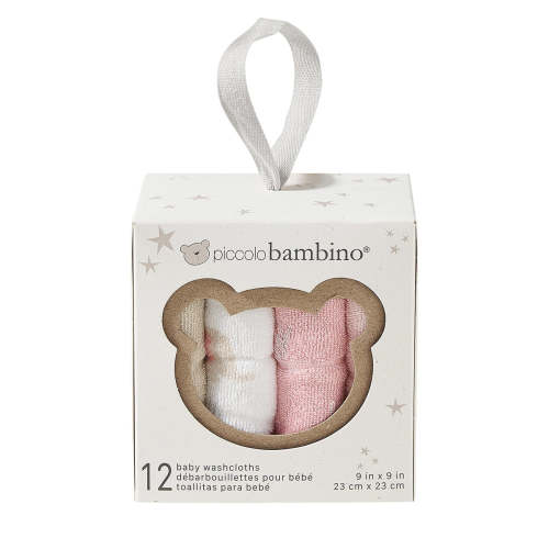 Débarbouillettes (12) en Boite - Rose - Piccolo Bambino – CLÉMENT