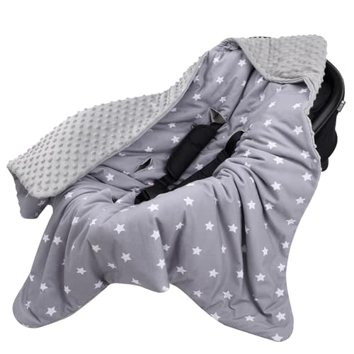 Bebamour Winter Car Seat Cover and Baby Swaddle Blanket - Newborn Wrap for Girls Boys, Warm Winter