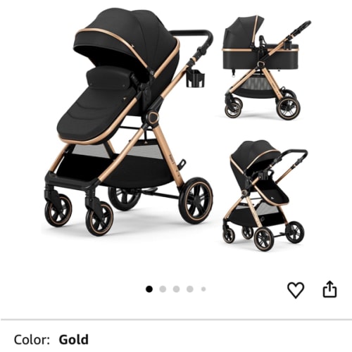 2 in 1 Baby Stroller, Convertible Bassinet Pushchair for Infants and Newborns 0-36 Months