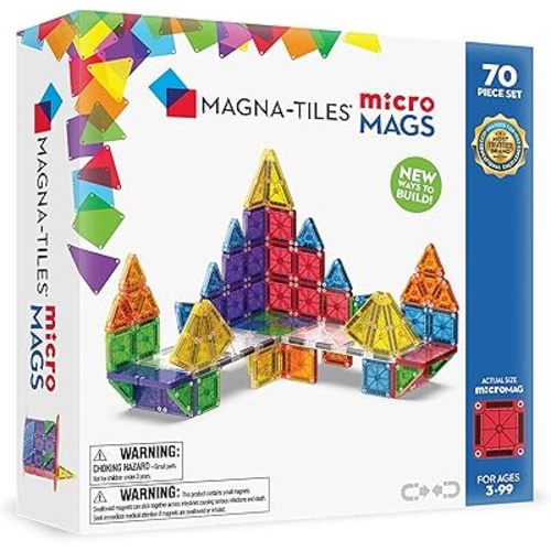 MAGNA-TILES microMAGS 70-Piece Deluxe Magnetic Construction Set, The Original Magnetic Building Brand
