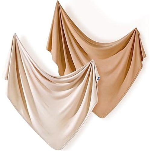 GRSSDER Newborn Swaddle Blanket, Ultra Soft Stretchy Jersey Knit Receiving Blankets 2 Pack, Comfortable and Lightweight, Easy to Swaddle Baby Snug and Cozy, Extra Large Size 33 x 44