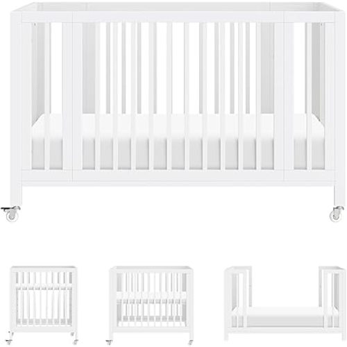 Babyletto Rolli 9-in-1 Convertible All-Stages® Bassinet to Full-Size Crib in White, Greenguard Gold Certified, Portable & Adjustable with Select Conversion kit and Pads Included