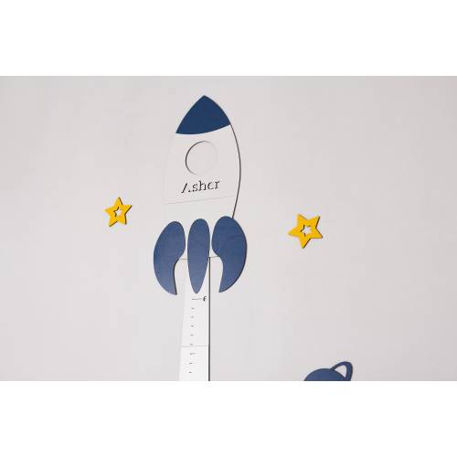 Personalized Rocket Growth Chart – Space Nursery Decor, Handmade Wood