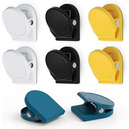 SMART&COOL 8 Pack 1.16 Inches Anti-Scratch Magnetic Clips with Silicone-Coated Base, Fridge Magnets, Office Supplies, White