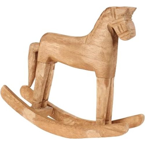TOYANDONA Wooden Rocking Horse Statue - Vintage Sculpture Small Rocking Horse Figurine for Home Table Centerpiece Decoration Desktop Ornament, 7x2. 3x7 Inch
