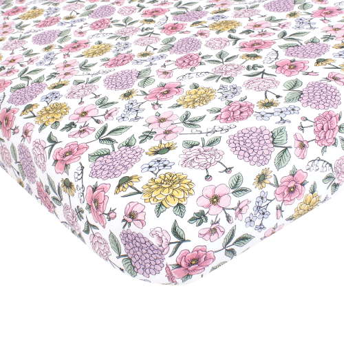 Hudson Baby Infant Girl Cotton Fitted Crib Sheet, Vintage Blossom, One Size