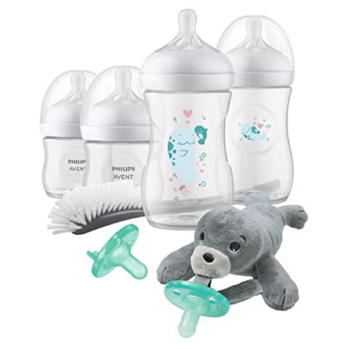 Philips AVENT Natural Baby Bottle with Natural Response Nipple, Gift Set Sea Design, SCD838/05