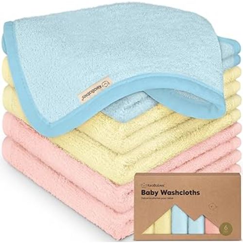 6-Pack Baby Washcloths - Soft Absorbent Viscose from Bamboo Wash Cloths for Babies, Kids, Toddlers, Infant, Newborn Bath Towels, Gentle on Sensitive Skin, 10x10 Reusable Face Towels (Candy Pop)