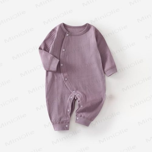 Baby Solid Color Ribbed Pajamas Romper-Purple 0-3m or 3-6m