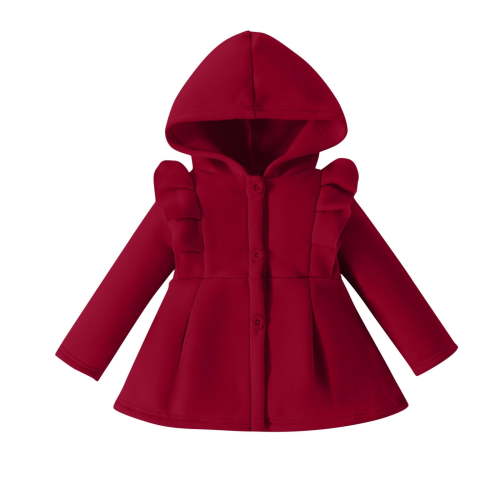 AherBiu Baby Girl Clothes Winter Hoodie Warm Button up Newborn Outerwear Casual Ruffle Dress Coat Jacket