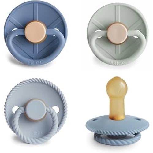 FRIGG Natural Rubber Baby Pacifier 4-Pack Skyline Serenity | Made in Denmark | BPA-Free (6-18 Months)