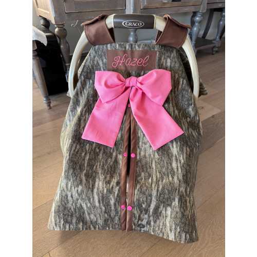 Cute Baby Car Seat Canopy Cover - mossy oak Camo - Baby Girl - Baby Shower Gift