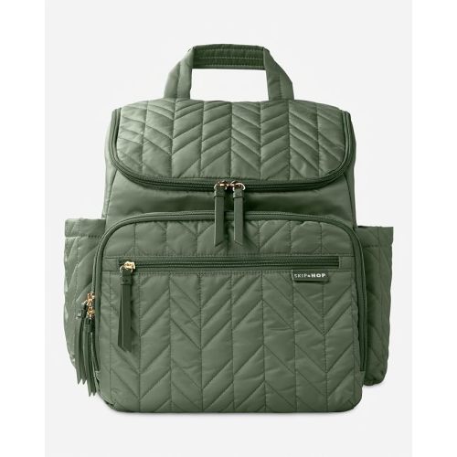 Skip Hop Diaper Bag Backpack: Forma, Multi-Function Baby Travel Bag with Changing Pad & Stroller Attachment, Sage