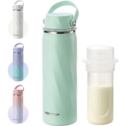 HEYTRIP Breastmilk Cooler Bottle, 20oz Portable Breast Milk Chiller Storage, Stainless Steel Reusable Breastfeeding Essentials for Baby, 36+ Hours Cooling For Travel & Outdoor, TSA Approved, Green