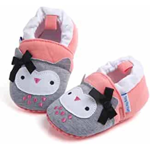 Sawimlgy Newborn Infant Baby Boys Girls Cute Cartoon Slipper Soft Non Skid Sole Slip On House Animal Indoor Sock Shoes Crib Moccasins for New Walkers