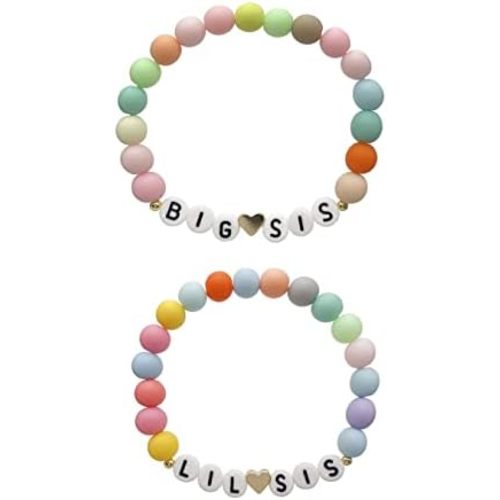 tenghong2021 Big Sister Bracelet Necklace Jewelry set Gold Heart Beads Colorful Heart Rainbow Beads Best Christmas Halloween New Year's Gift For Girls Women