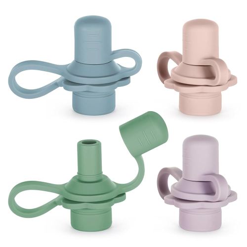 haakaa Multi-Functional Silicone Spout,Pouch Topper No Spill,Water Bottle Topper for Toddlers,100% Food Grade Silicone,4 Pack