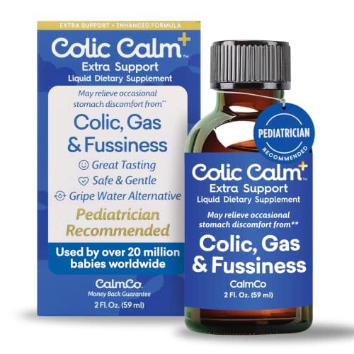 Colic Calm Plus Gripe Water with Extra Support, 2 fl oz (59 mL) | Infant Gas Drops for Colic, Helps Soothe Upset Stomach, Gas, Baby Essentials for Digestive Health With Activated Charcoal