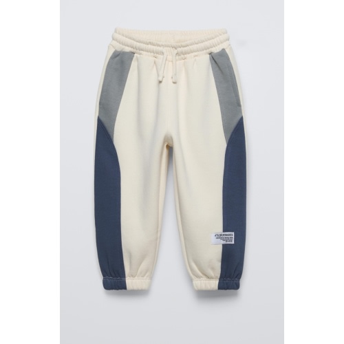 COLORBLOCK JOGGER PANTS - Ecru / Blue | ZARA United States. size 1.5 or 2 years old.