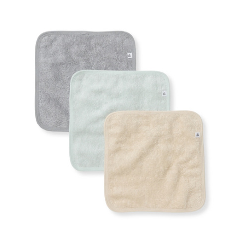 Organic Cotton Woven Terry Solid Washcloths 3 Pack - Quarry