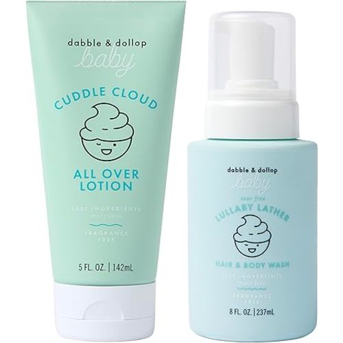 Dabble & Dollop Baby Infant Wash & Lotion Bundle – Fragrance-Free, Hypoallergenic, Dermatologist Tested, Vegan & Cruelty-Free, Safe for Newborns (2-Pack)